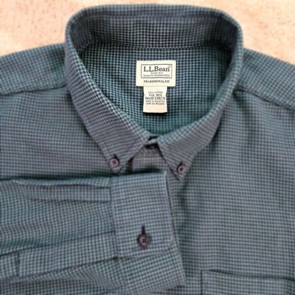 L.L.Bean Men's Wicked Good Flannel Shirt Traditional Fit Green Plaid Sz XXL 2XL